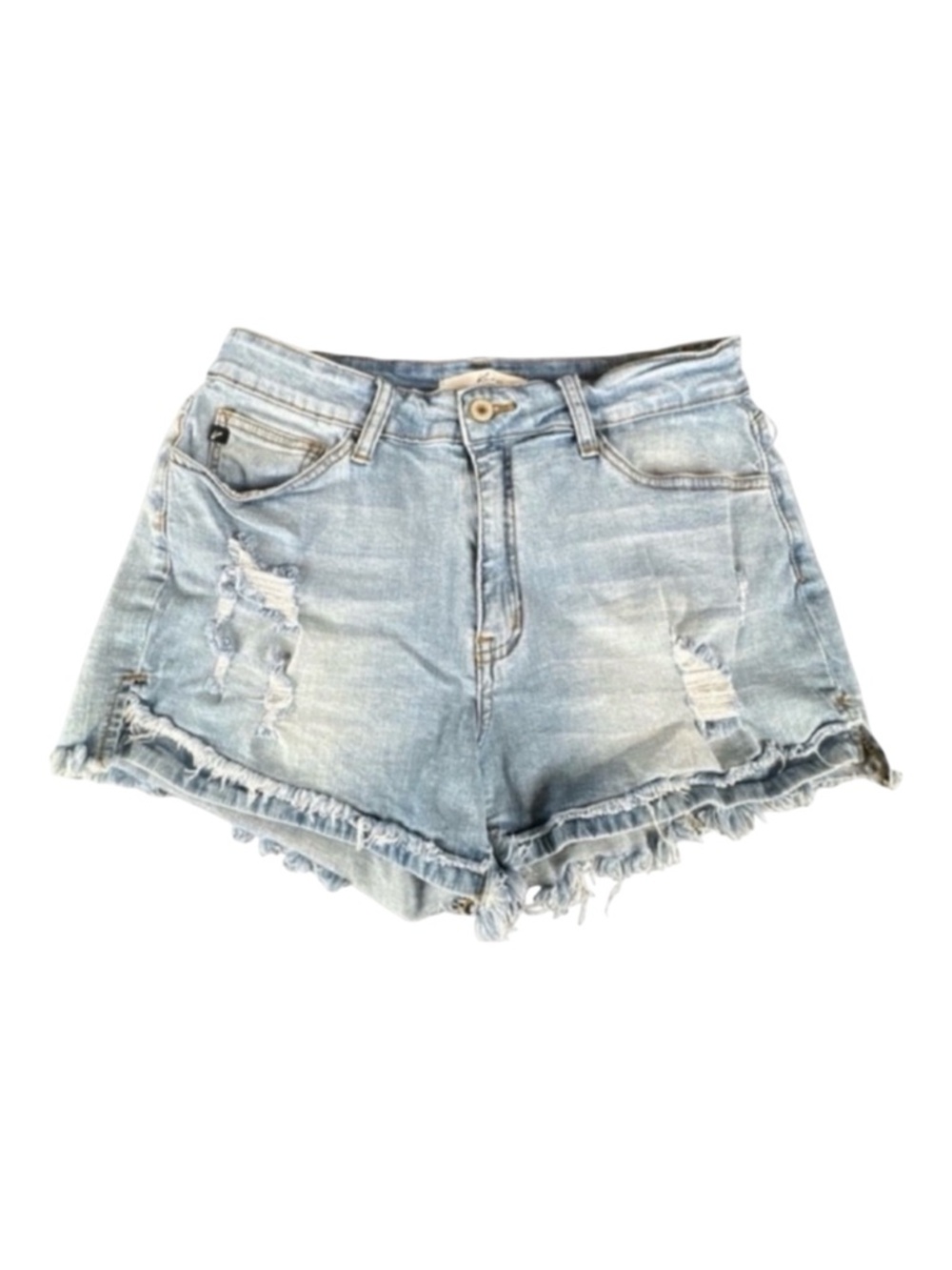 KANCAN Denim Shorts Frayed Hem, Side Slit, Size 11/29.